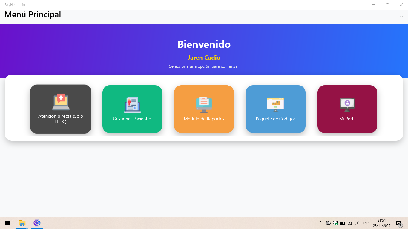 Menú Principal - SkyHealthLite